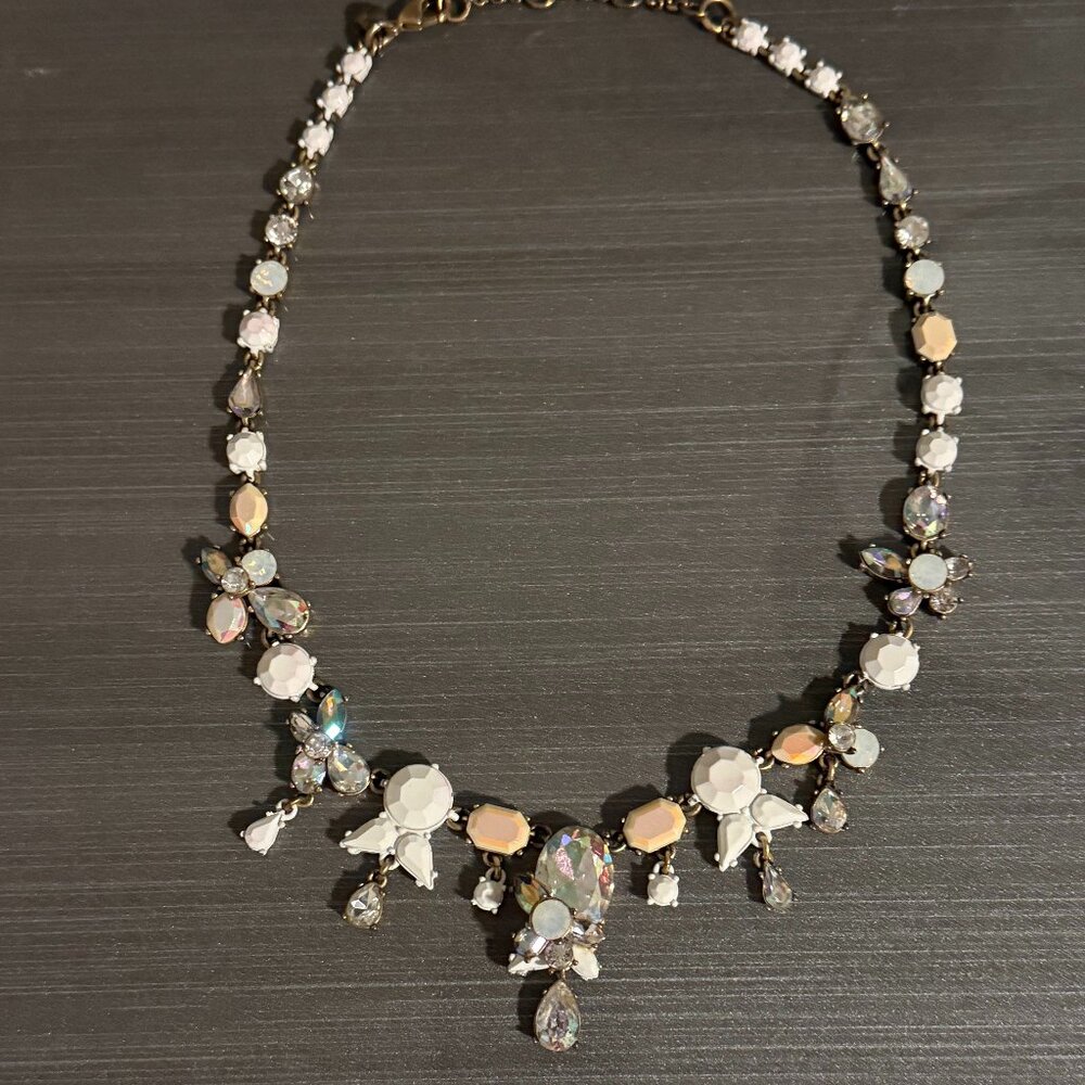 JCrew | Gold-Plated Jeweled Necklace | White/Iridescent | Size 20"L